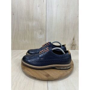 Clarks Pitney Limit Blue Brogue Brown Leather Wingtip Shoes Mens Size 8.5